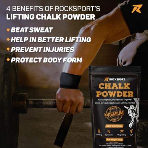 Rocksport Chalk Powder with Long Lasting Grip for Gym & Bodybuilding Exercises, Rock Climbing, Weightlifting I Pure Magnesium Carbonate Powder for Better Grip & Overall Performance (400 Grams) - Image 3