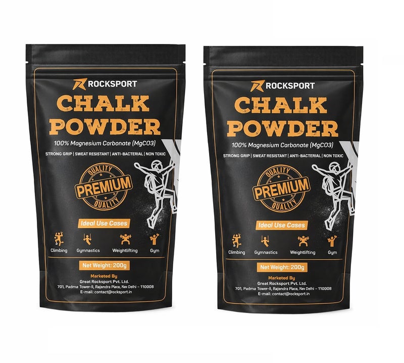 Rocksport Chalk Powder with Long Lasting Grip for Gym & Bodybuilding Exercises, Rock Climbing, Weightlifting I Pure Magnesium Carbonate Powder for Better Grip & Overall Performance (400 Grams) - Image 1