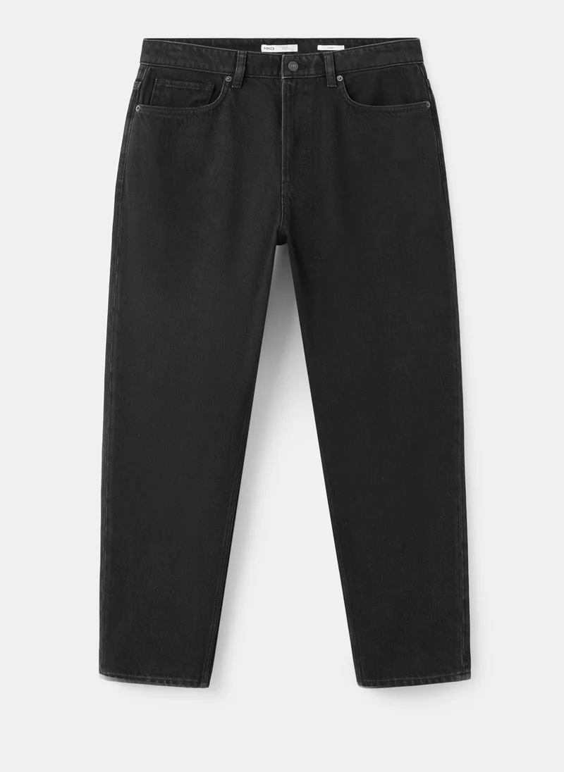 Mango Man TN-TEJANO NEGRO Sammy Cropped Carrot Fit Jeans for Men | Best Price UAE