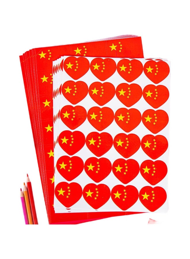 Bojiao Face Stickers, National Flag Stickers, Chinese Small National Flag Stickers, Clothing Face Five-Star Small Red Flag Stickers, National Day Festival, Sports Meet, Fan Stickers, Cheerleading Arm Stickers, Red Flag Stickers - Heart-Shaped Style (40*44Mm, 240 Pieces) - Image 2