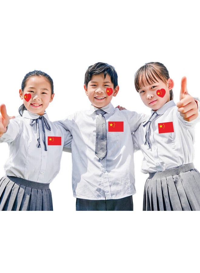 Bojiao Face Stickers, National Flag Stickers, Chinese Small National Flag Stickers, Clothing Face Five-Star Small Red Flag Stickers, National Day Festival, Sports Meet, Fan Stickers, Cheerleading Arm Stickers, Red Flag Stickers - Heart-Shaped Style (40*44Mm, 240 Pieces) - Image 3