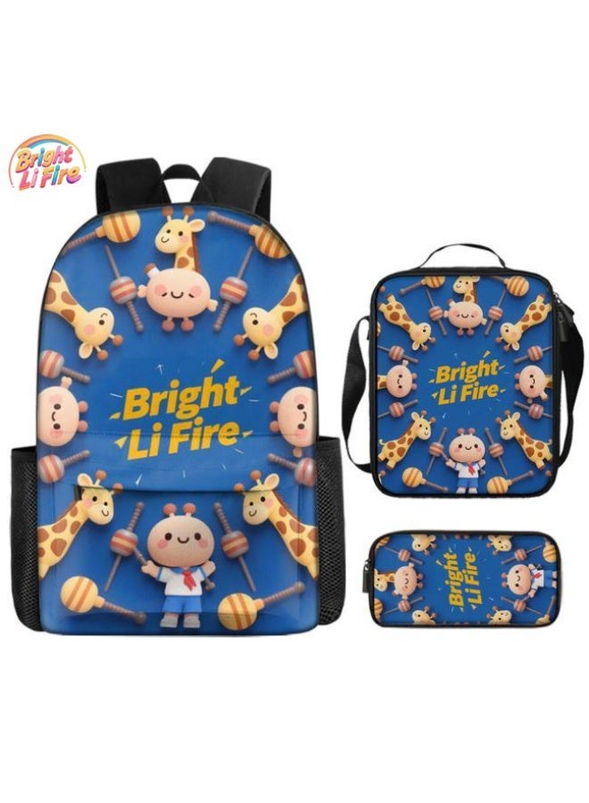 واضح من النار مجموعة من ثلاث قطع من حقائب الرسوم المتحركة، تتعامل بسهولة مع المناسبات المختلفة (الطلاب والأطفال ونزهات الأصدقاء وتسلق الجبال والدراسة وما إلى ذلك) | حقيبة ظهر + حقيبة محمولة باليد + حقيبة قرطاسية | هدايا الموسم المدرسي / العطلات - 42 - Image 1