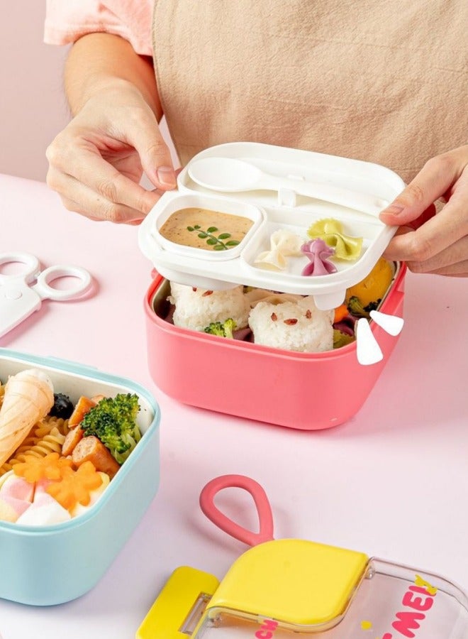 جيجيرو صندوق غداء، حاوية صندوق بينتو من الفولاذ المقاوم للصدأ مع مقسم، حاوية غداء سلطة، مع مجموعة أدوات مائدة محمولة وحاوية صلصة مانعة للتسرب - Image 3