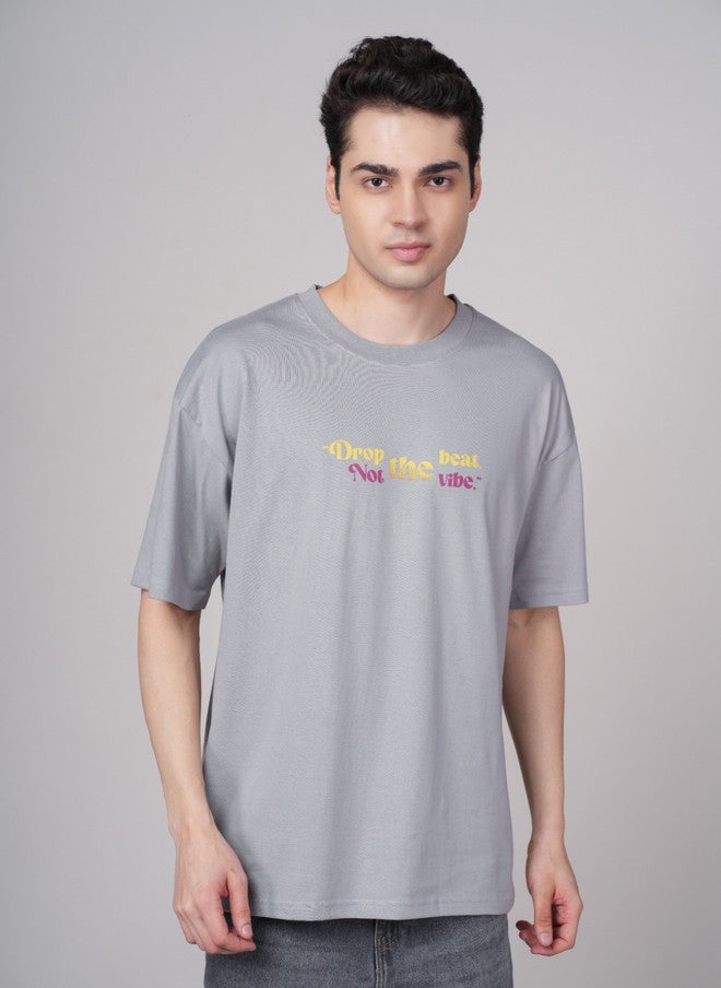 OUTLAWS Typography Printed Round Neck Cotton Oversized T-shirt - Image 1
