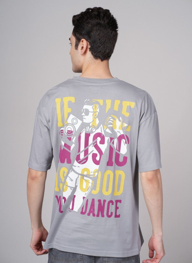 OUTLAWS Typography Printed Round Neck Cotton Oversized T-shirt - Image 5