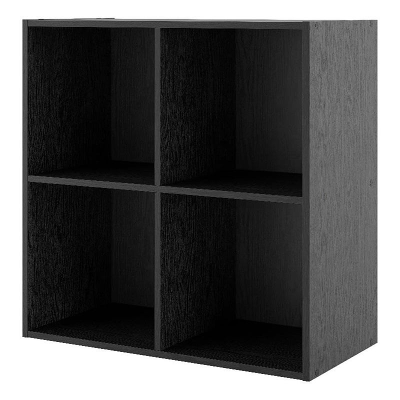 Homes: Inside + Out Apexa 4-Cube Storage Organizer Shelves, Stackable Wood Bookcase Fits Cubby Bins for Organization, Dorm Teen Room Decor & Home Office, Black - Image 1