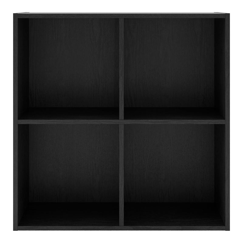 Homes: Inside + Out Apexa 4-Cube Storage Organizer Shelves, Stackable Wood Bookcase Fits Cubby Bins for Organization, Dorm Teen Room Decor & Home Office, Black - Image 2