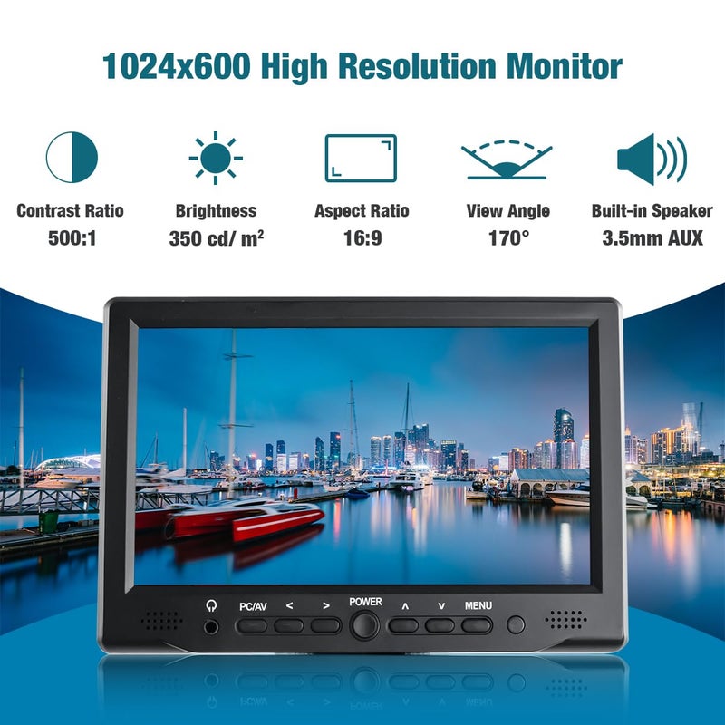 Hosyond شاشة هوسيوند 7 بوصة صغيرة بتقنية TFT LCD دقة 1024X600 HDMI شاشة محمولة صغيرة للكمبيوتر/التلفاز/الكاميرا/الألعاب/راسبيري باي - Image 2