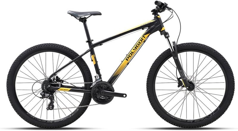 Polygon Cascade 4 Mountain Bicycle - Trail Performance - Shimano 3x8-Speed - Hydraulic Disc Brakes - AL6 XC Frame - 100mm Suspension - Black - Size S - Image 1