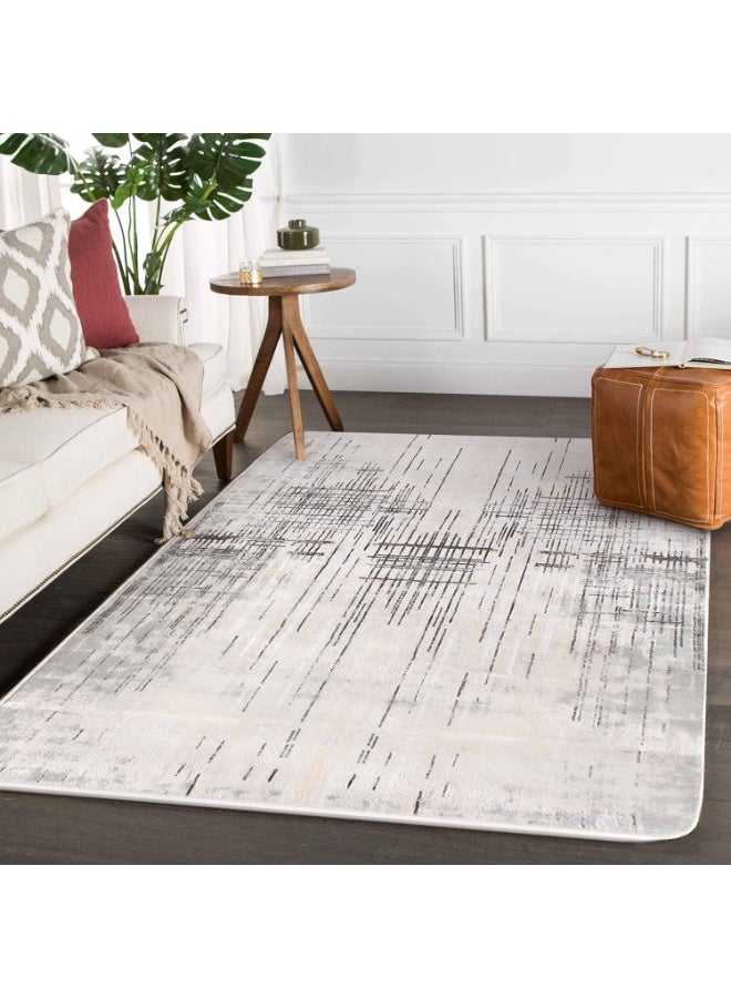MIXDE Carpets & Rugs Modern Abstract Area Rugs Living Room Soft Short Pile Rug Non-slip Grey Large Luxury Carpet Living Room Bedroom Floor Mat Home Decor (120 * 160 cm, Beige Grey) - Image 4