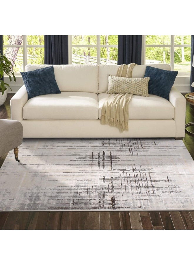 MIXDE Carpets & Rugs Modern Abstract Area Rugs Living Room Soft Short Pile Rug Non-slip Grey Large Luxury Carpet Living Room Bedroom Floor Mat Home Decor (120 * 160 cm, Beige Grey) - Image 5