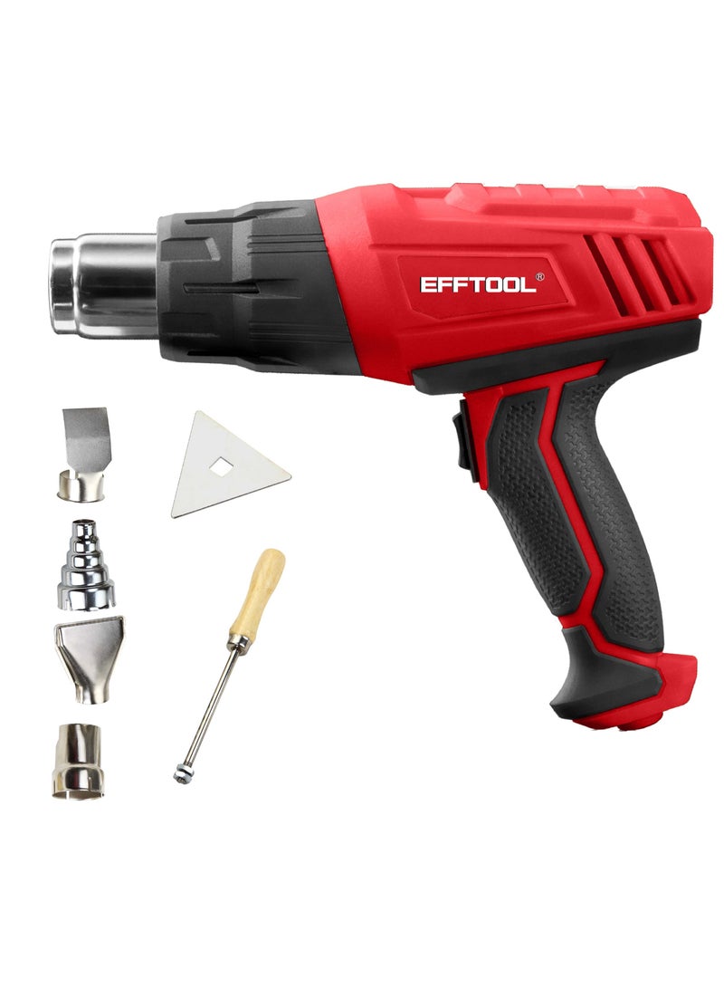 EFFTOOL مسدس حرارة إيفتول 2000 واط، درجة حرارة قابلة للتعديل من 50°C إلى 550°C، مسدس هواء ساخن احترافي مع فوهات وكاشط للاستخدام المنزلي، الحرف اليدوية، التغليف بالانكماش، وإزالة الطلاء - Image 2