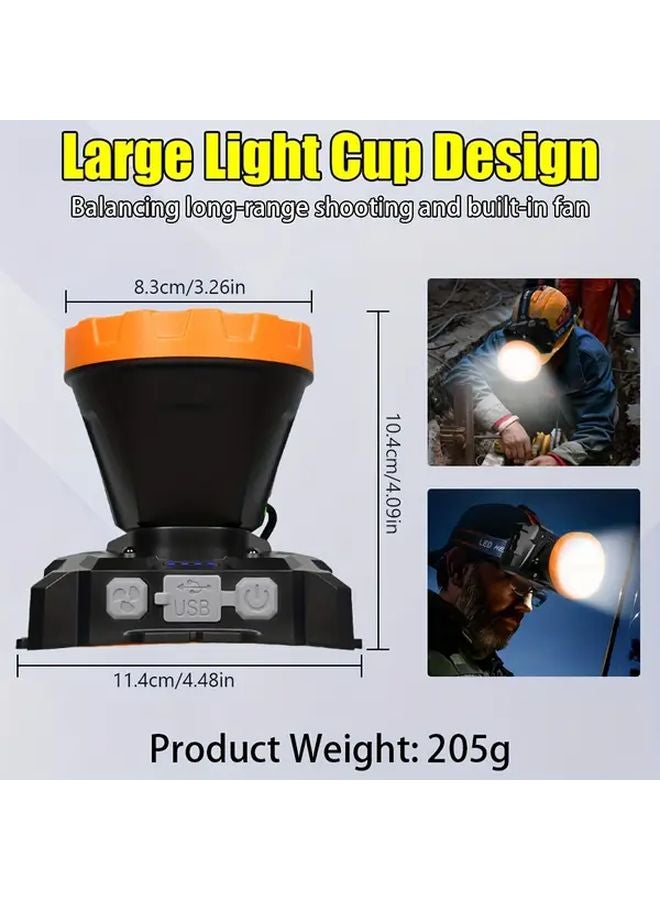 1pc Multi Functional Headlamp USB Battery 90 Degree Rotatable Long Range Auto On Off Hands Free - Image 4