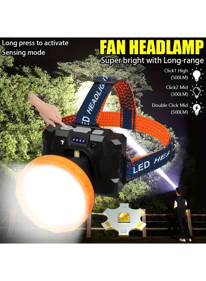 1pc Multi Functional Headlamp USB Battery 90 Degree Rotatable Long Range Auto On Off Hands Free - Image 2