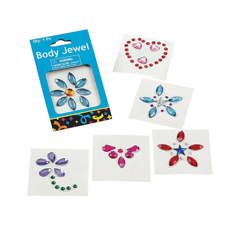 Fun Express Assorted Deluxe Body Jewels (1 Dozen) Party Favors, Carnival Prizes - Image 4