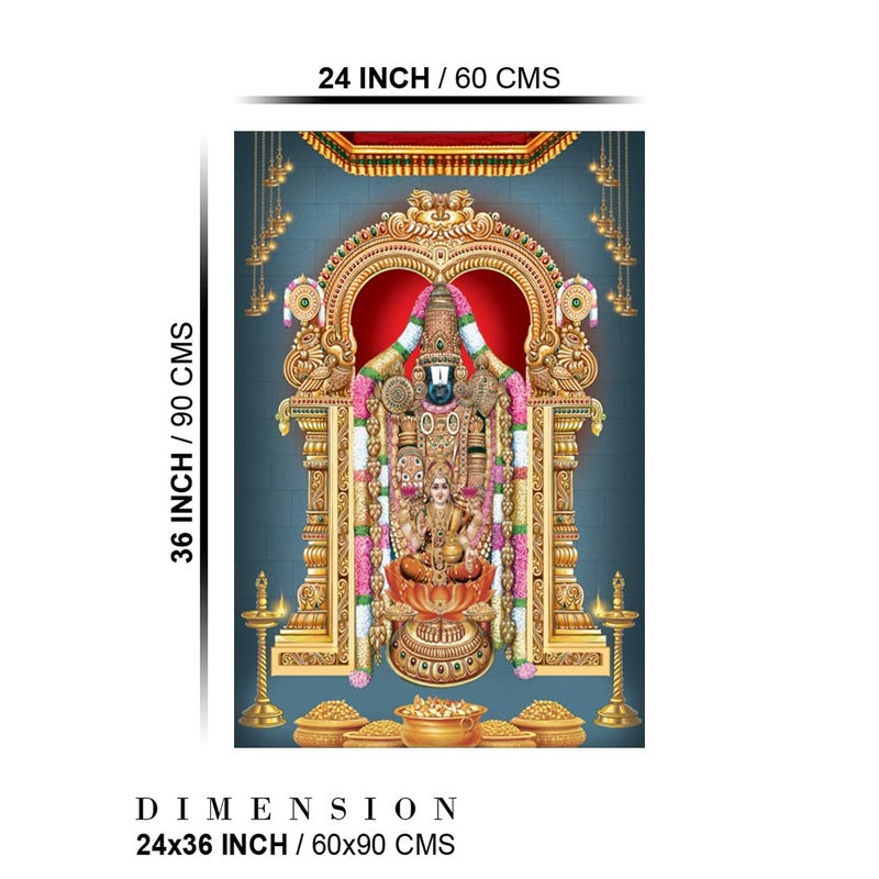 Dharvika Innovations Dharvika Innovations Tirupati Balaji Sparkle Coated Self Adhesive Waterproof Painting Vinyl Poster Without Frame 24 x 36 inch Design 23 - Image 2