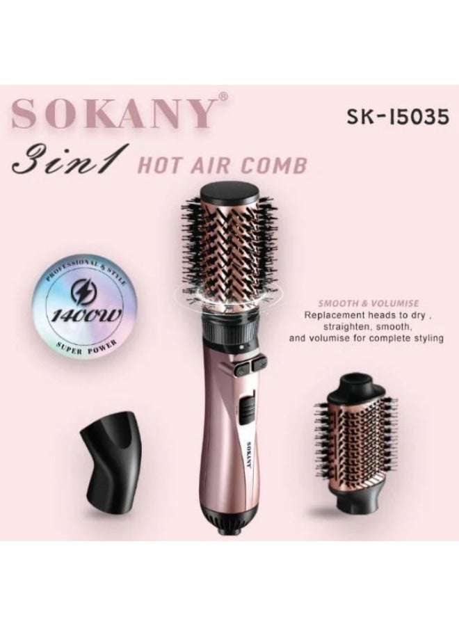 sokany Hair Straightener Brush 3*1 Max 1400W- SK-15035  - Image 1