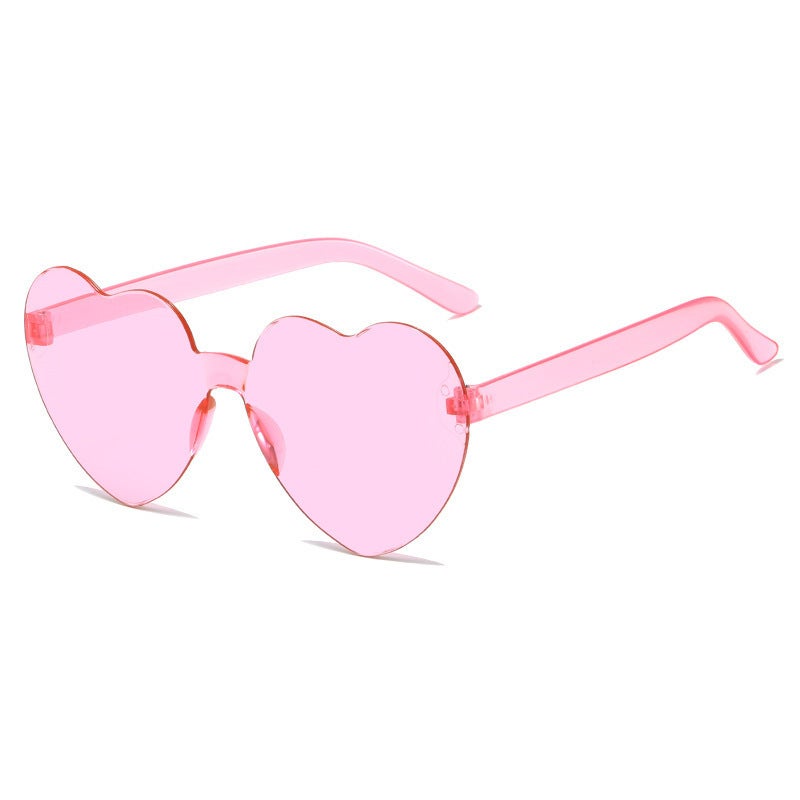Generic Transparent Jelly Heart Sunglasses Unisex Pink 