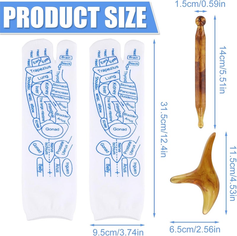 PEUTIER Foot Massage Socks with 2 Trigger Point Massage Tool Pressure Point Socks Set Toe Separate FingerPressing Charts Socks for Uncomfortable Feet Women - Image 2