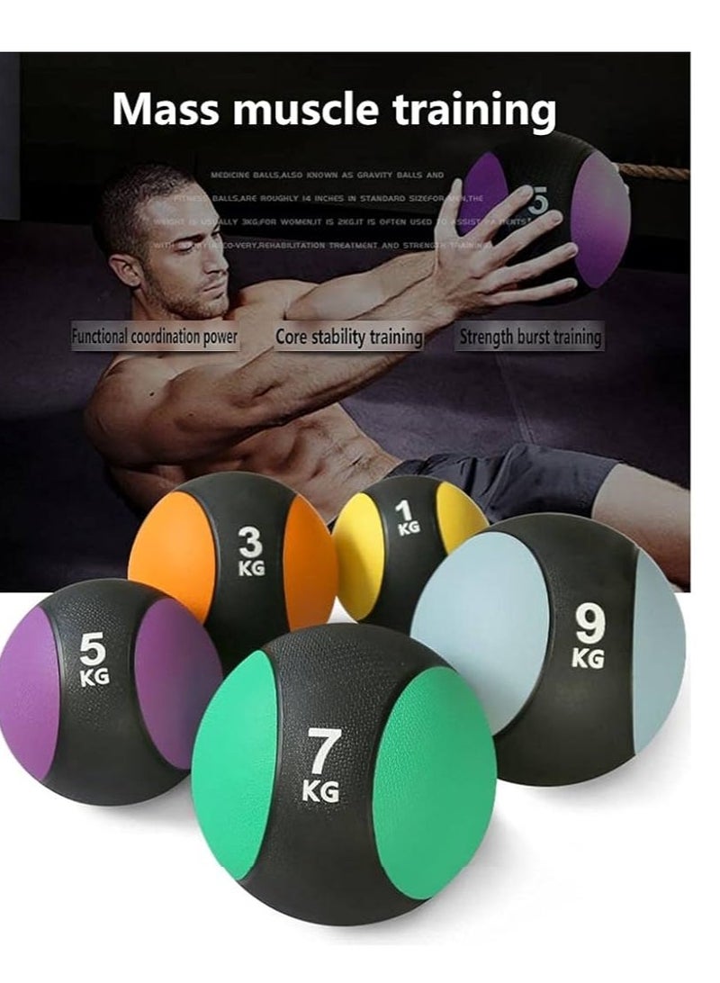 Spall 4Kg Fitness Weighted Medicine Balls Handheld Rubber Med for Core Balance Ab Workout Equipment Home Gym Exercise Weights, Core Strength Training Wall Balls, Home Gym Workout Exercise Balls - Image 4