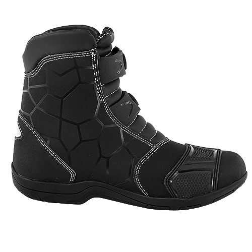 PROFIRST Mens Motorcycle Motorbike CE Amour Boots Anti Slip Rubber Soul Protective Waterproof Leather short Ankle Racing Adventure Off Road Touring Sports Safety Shoes (9, Black, numeric_9) - Image 3