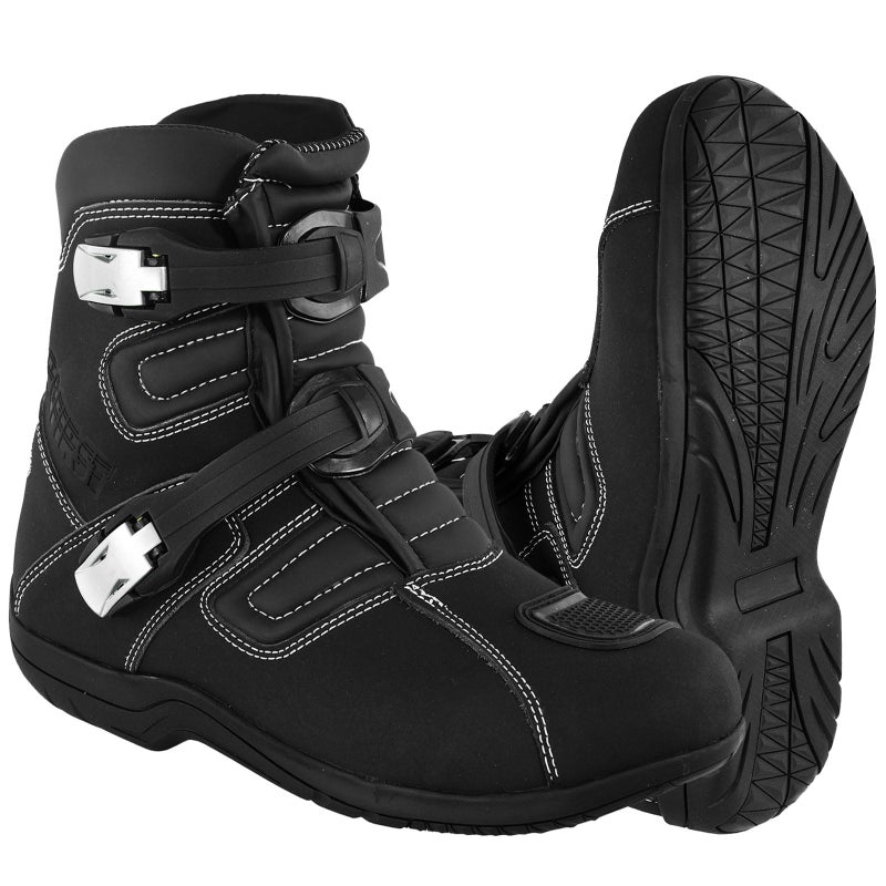 PROFIRST Mens Motorcycle Motorbike CE Amour Boots Anti Slip Rubber Soul Protective Waterproof Leather short Ankle Racing Adventure Off Road Touring Sports Safety Shoes (9, Black, numeric_9) - Image 5