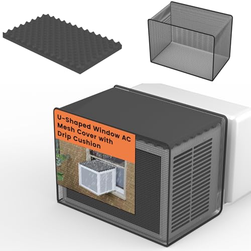 GCGOODS Mesh Cover Drip Cushion Kit for UShaped Window AC Window Air Conditioner Cover Set Specially for Outside U Shaped Units Easy Air Flow Reduce Dropping Noise of Water Black - Image 1
