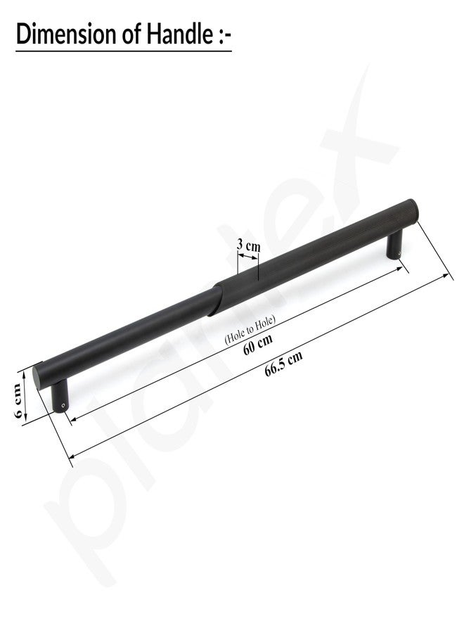 Plantex Main Door Handle/Stainless Steel & Aluminium Door Handle/600mm Pull-Push Handle for Home/Office/Hotel - Pack of 1 (DTMD-409, Black) - Image 2