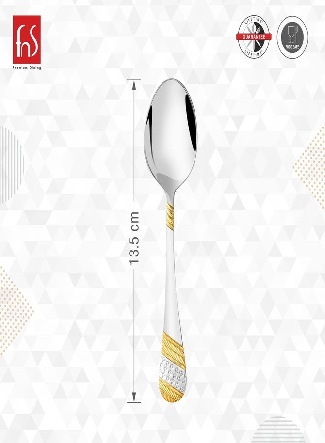 FnS Imperio Teaspoon 24 Karat Partial Gold Plating (6 Tea Spoon) for Tea, Coffee and Spices - Image 3