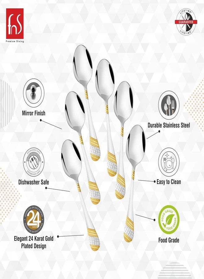 FnS Imperio Teaspoon 24 Karat Partial Gold Plating (6 Tea Spoon) for Tea, Coffee and Spices - Image 4