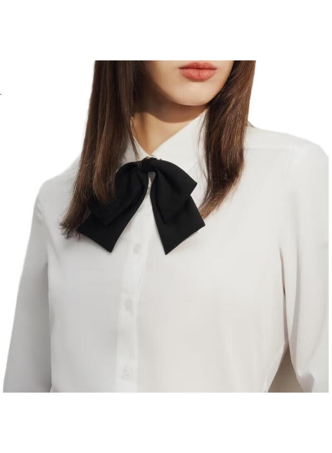 G20002024 Spring And Summer Mall Matching Detachable Bow Long-Sleeve Shirt 4122233G2, White, Size 34 - Image 2