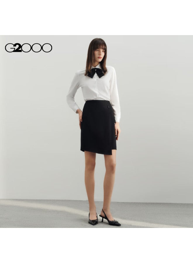 G2000 Spring And Summer Mall Matching Detachable Bow Long-sleeve Shirt 4122233g2, White, Size 34 - Image 5