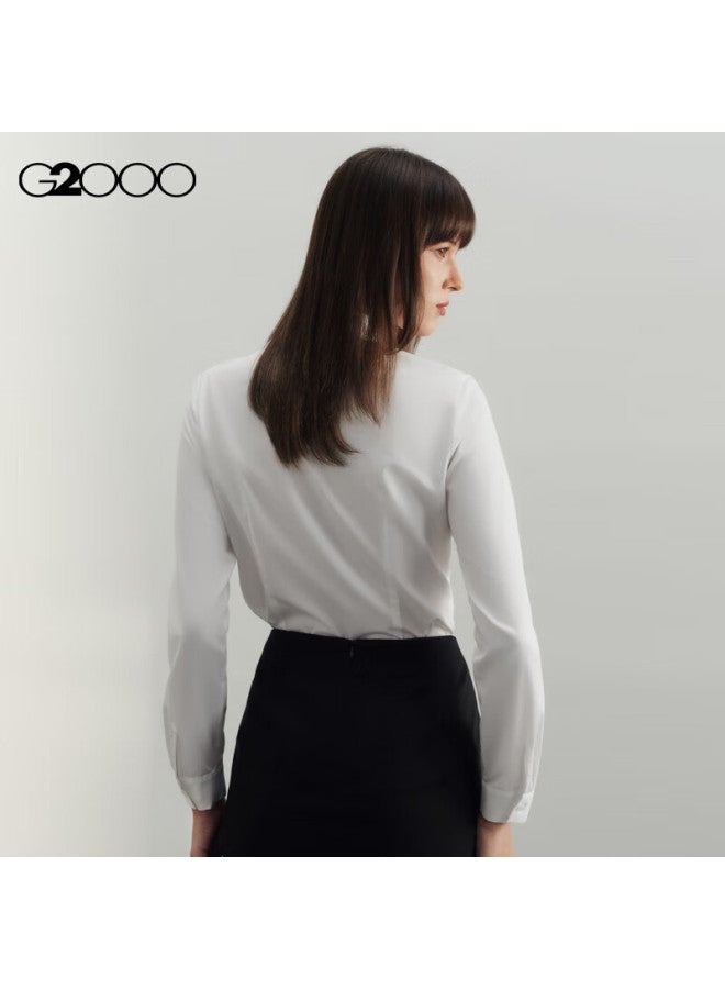G2000 Spring And Summer Mall Matching Detachable Bow Long-sleeve Shirt 4122233g2, White, Size 34 - Image 2