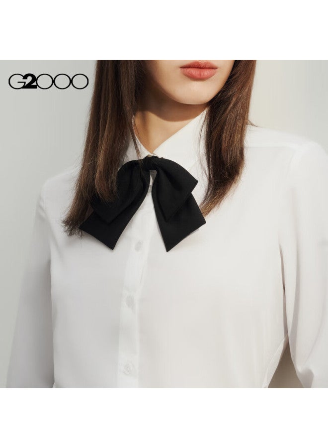 G2000 Spring And Summer Mall Matching Detachable Bow Long-sleeve Shirt 4122233g2, White, Size 34 - Image 4