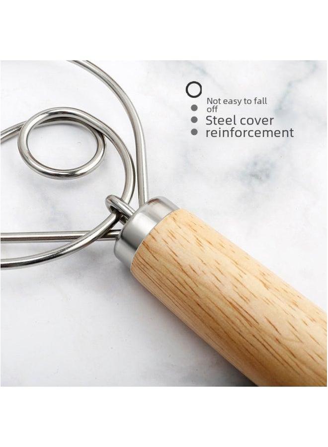 Stainless Steel Flour Beater Stir Stick Coil Mixer And Baking Tools-Color:Steel Handle Double Ring  - Image 4