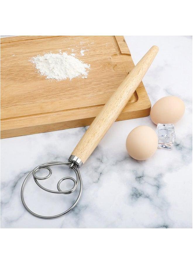 Stainless Steel Flour Beater Stir Stick Coil Mixer And Baking Tools-Color:Steel Handle Double Ring  - Image 5