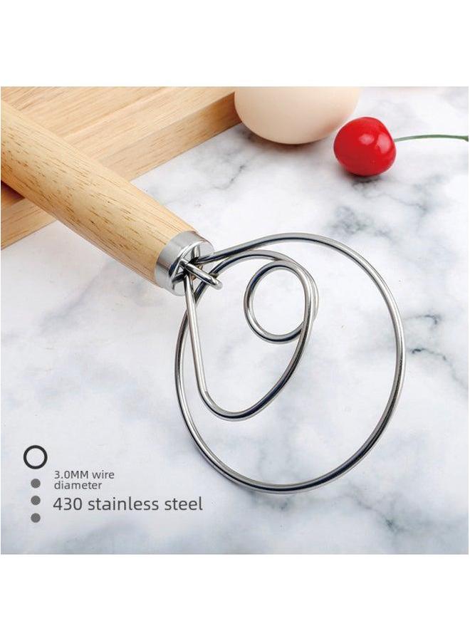 Stainless Steel Flour Beater Stir Stick Coil Mixer And Baking Tools-Color:Steel Handle Double Ring  - Image 3