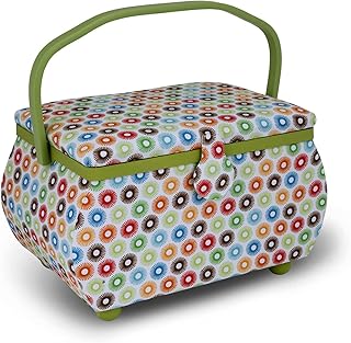 Dritz Dritz Sewing Basket Circle 12.75X7.75, Multicolor Retro - Image 1