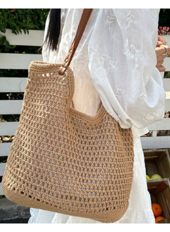 Josiny Women's Large Capacity Versatile Tote Bag, Shoulder Bag, Beach Vacation Woven Bag, Women's Handbag - Image 1