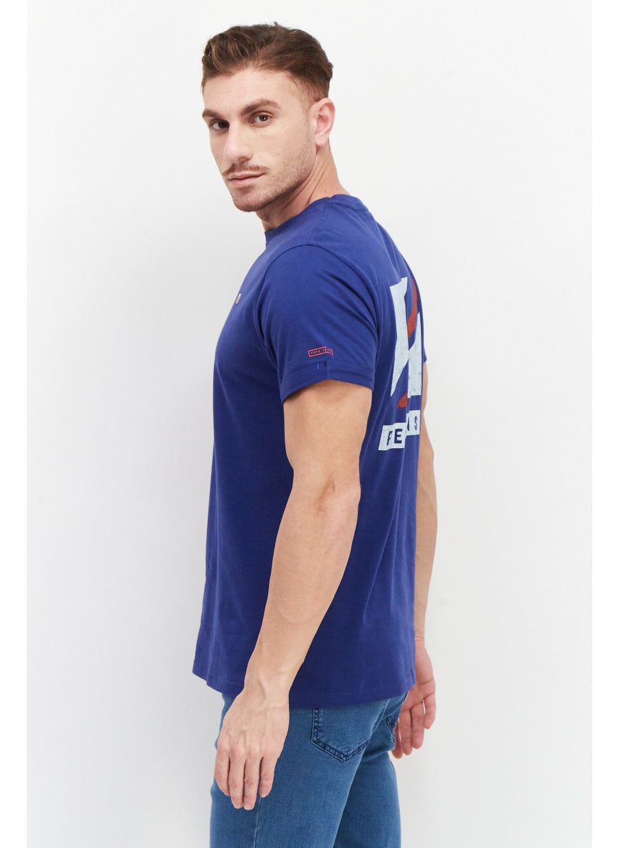 Pepe Jeans - Men Round Neck Short Sleeves Brand Logo T-Shirt, Navy Blue Combo - Image 1