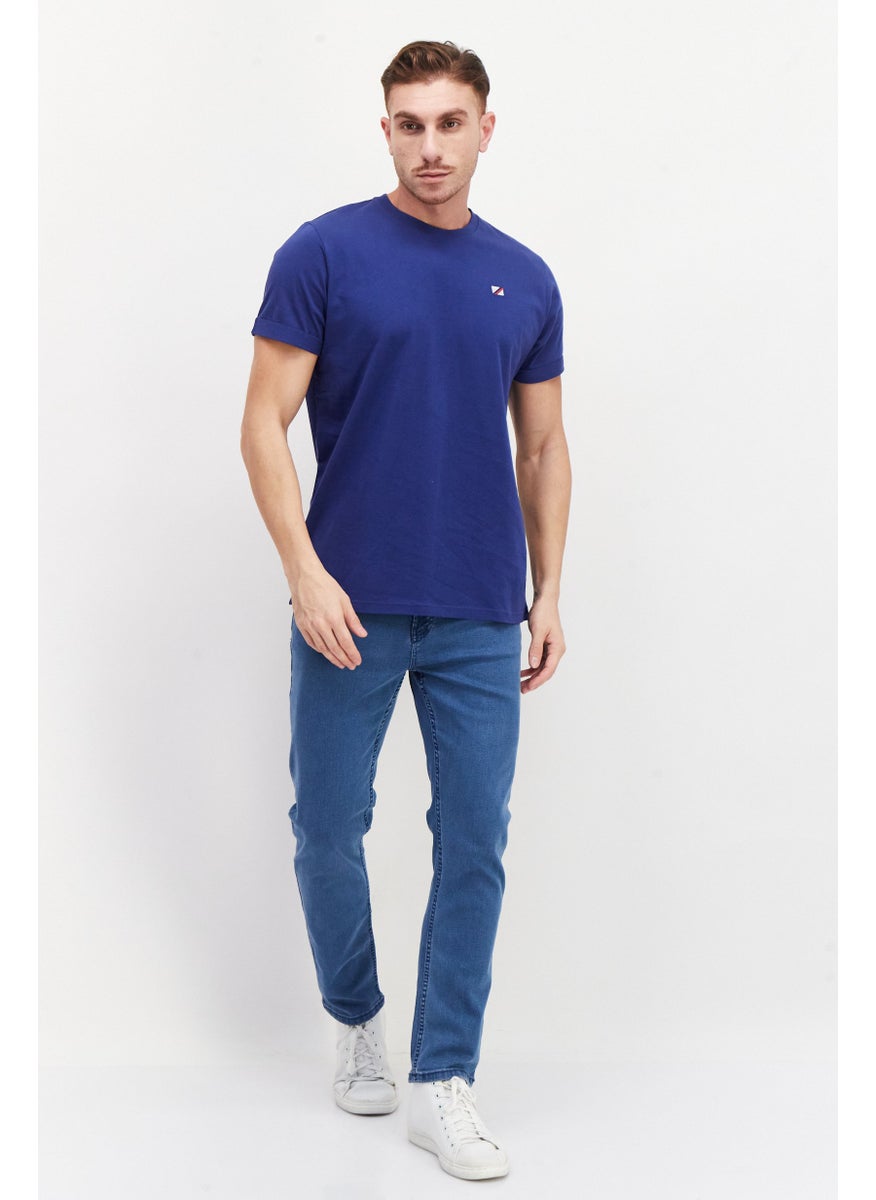 Pepe Jeans - Men Round Neck Short Sleeves Brand Logo T-Shirt, Navy Blue Combo - Image 1