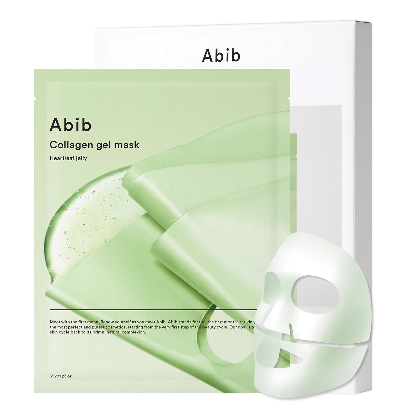 Abib Vegan Collagen Gel Mask Heartleaf Jelly 4 Sheets (Soothing) I Korean Vegan Collagen, Cooling Calming Hyaluronic Acid Hydrogel Face Mask Skin Care