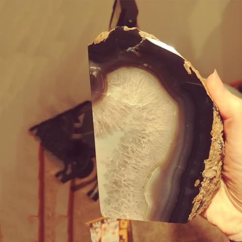 JIC Gem 1 Pair(4 to 6 Lbs) Natural Agate Bookends Decorative geode Book Ends for Heavy Books with Rubber Bumpers for Shelves and Office Decoration - Image 4
