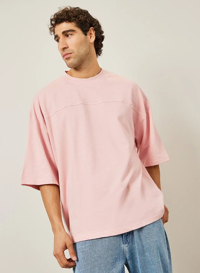 Styli Boxy Fit Cut & Sew Panel Terry T-Shirt