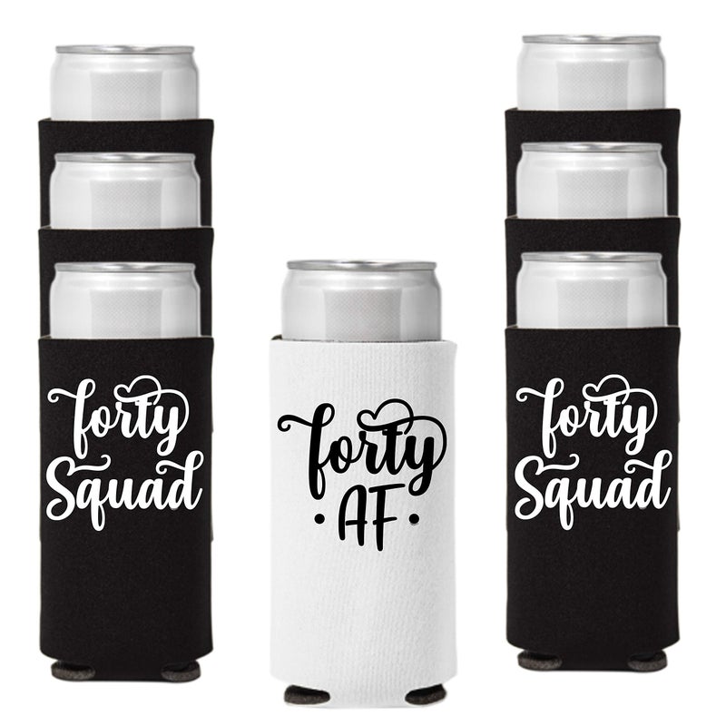 Veracco Forty AF Forty Squad 40 Years Slim Can Coolie Holder 40th Birthday Gift Fabulous Party Favors Decorations