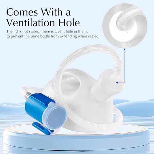 OOCOME Portable Urinals for Men, OOCOME Men Urinal Bottle Spill Proof Reusable Male Pee Bottle Camping Toilet Thicken Men's Potty 2000 ml 47.2" Long Tube with Lid - Image 5