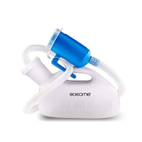 OOCOME Portable Urinals for Men, OOCOME Men Urinal Bottle Spill Proof Reusable Male Pee Bottle Camping Toilet Thicken Men's Potty 2000 ml 47.2" Long Tube with Lid - Image 1