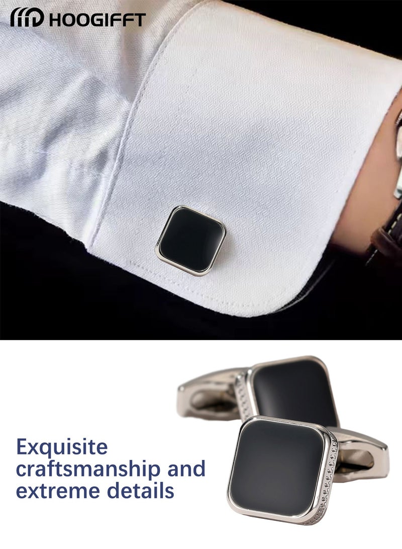 HOOGIFFT 2 Pairs Men's Cufflinks, Shirt Suit Cufflinks, Stainless Steel Cuff Links for Shirt, With Classic Calm and Unique Design are Suitable for Formal occasions and Daily Mens Accessories(With Cufflink Box) - Image 4