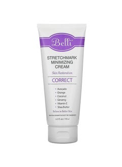 Belli Belli Skincare Stretch Mark Cream for Pregnancy, Shea Butter & Coconut Body Moisturizer with Vitamin E, Paraben Free, Dermatologist Recommended, (6.5 Oz) 