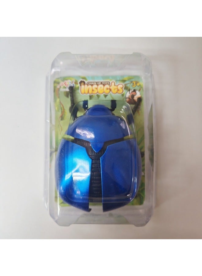 Creative Coil Chain Simulation Fighting Beetle Bees Ladybug Scarab Mono Fairy Insect Model Educational Toys-Color:Blue Stag Beetle (37g)  - Image 1